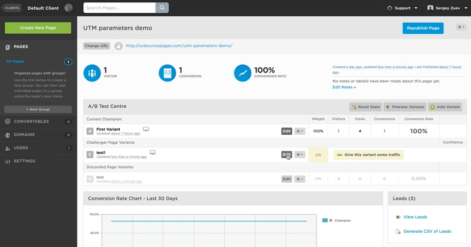 Open Unbounce form