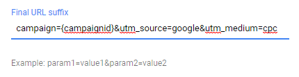 Google Ads - Final URL Suffix
