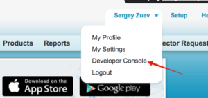 Developer Console link