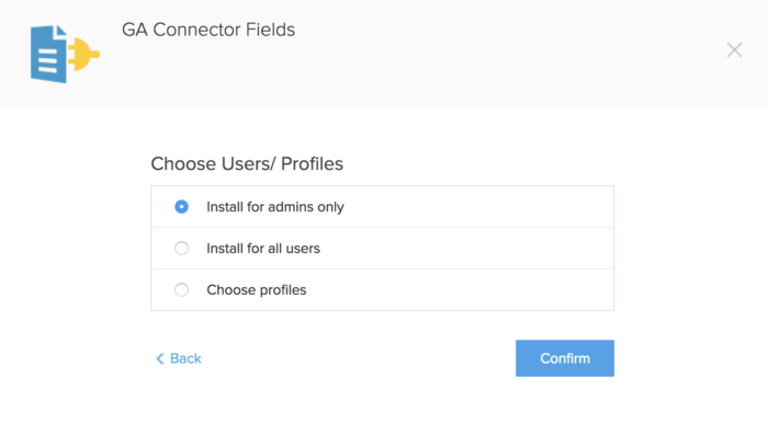 Install GA Connector fields