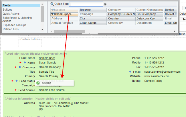 Add a section in Lead's Layout