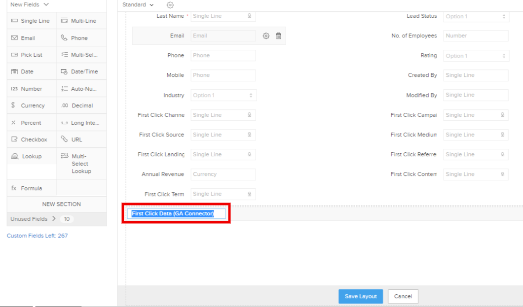 New section in Layout Zoho CRM