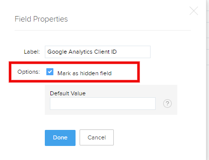 Google Analytics Client ID Field hidden
