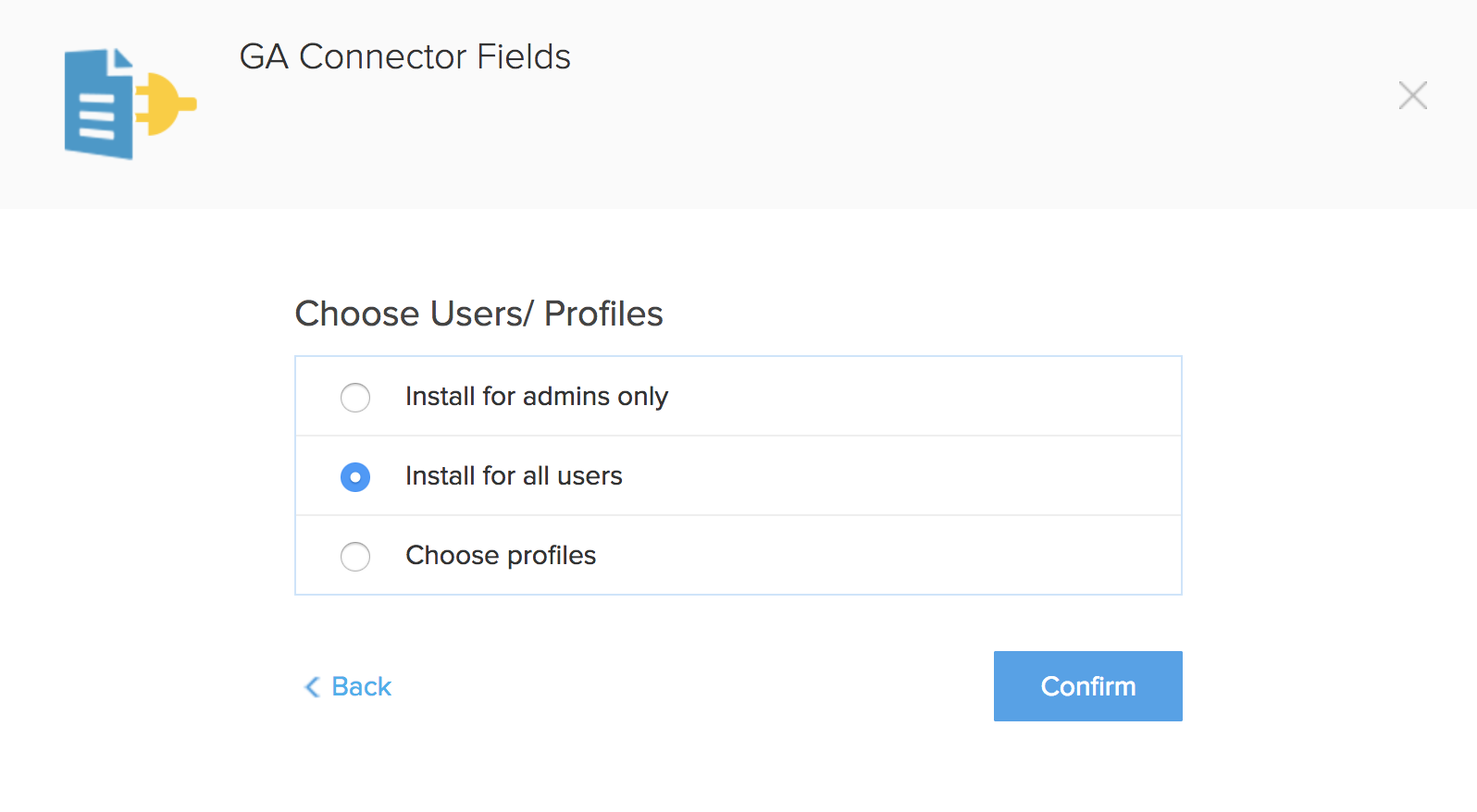 Install GA Connector fields for all users