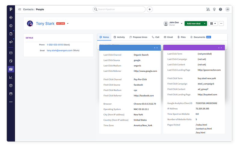 Pipedrive with UTM information