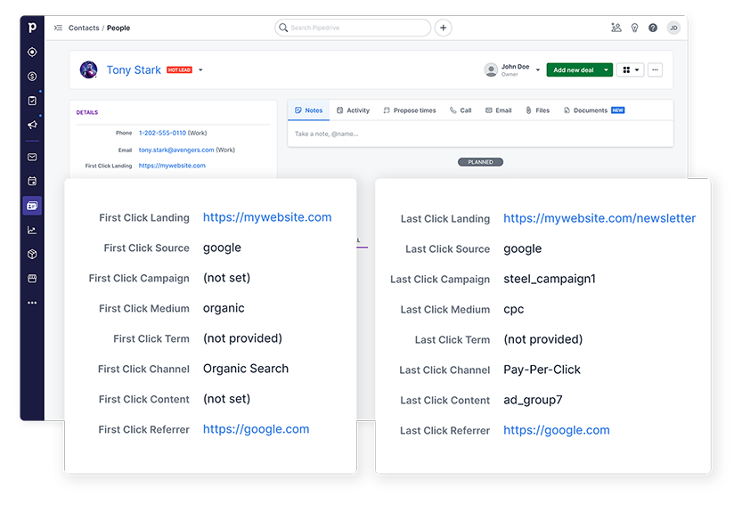 Pipedrive lead with UTM parameters