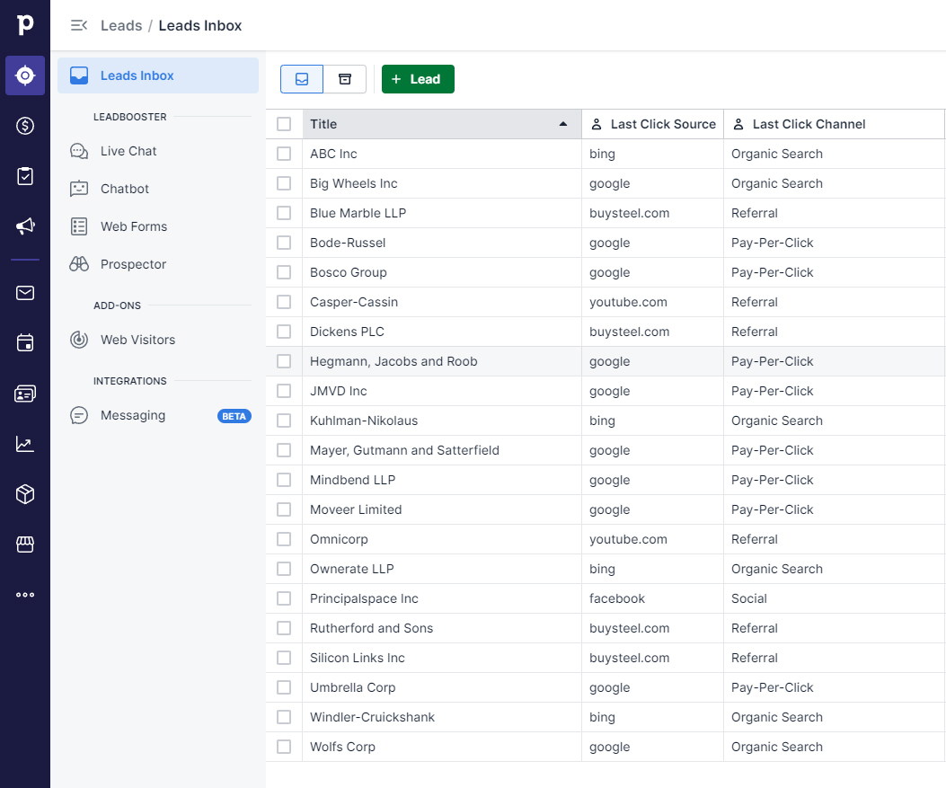 Pipedrive report with UTM parameters