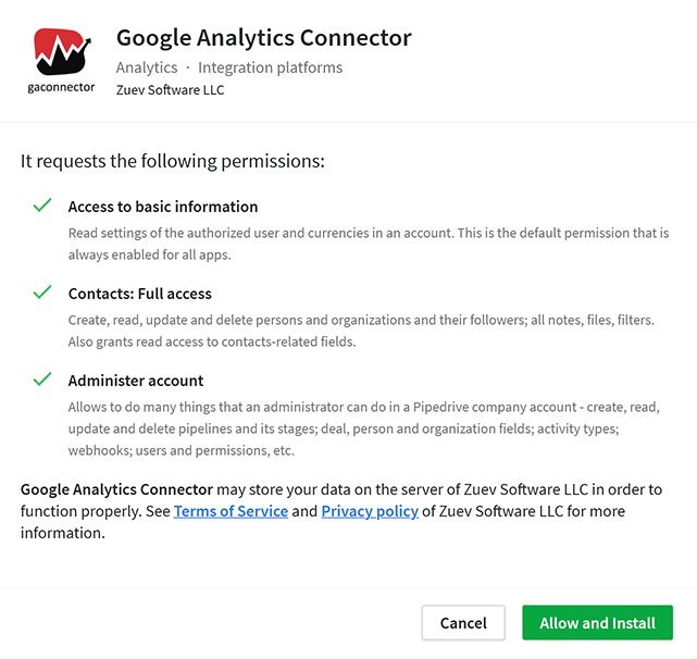 Authorize GA Connector in Pipedrive