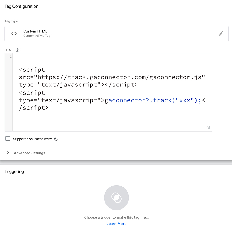 Install GA Connector tracking code