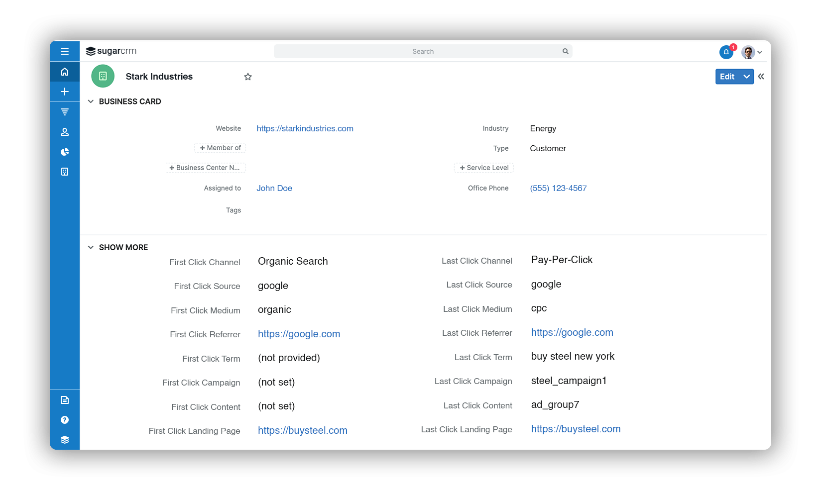 SugarCRM lead with UTM parameters